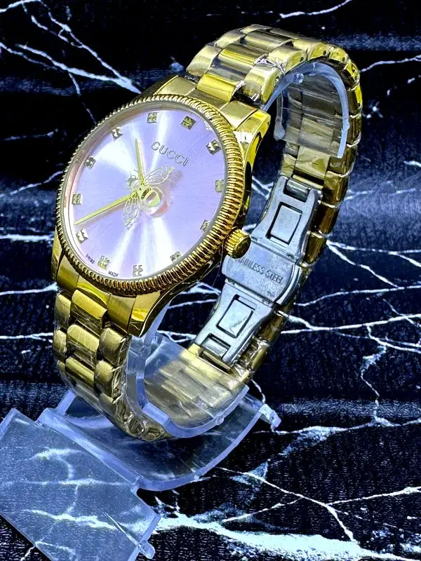 PROMOÇÃO Relógio Feminino G U C C I Funcional Fundo Rosa Claro + FRETE GRÁTIS