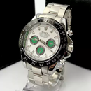 Daytona - prata, branco e verde - Pulseira de aço - À PROVA D'ÁGUA - cod65