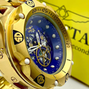 Disponibilidade: Imediata Garantia: 10 meses Hybrid Skeleton - dourado e azul - Pulseira de aço - À PROVA D'ÁGUA - cod85