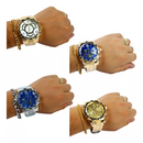 Kit 4 Relógio Masculino Grande Pulseira Caixa Atacado Cor da correia Dourado/Prata +15 Kits Disponíveis.