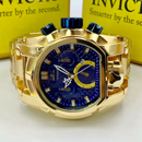 Magnum - dourado e azul - Pulseira de aço - A prova d'água - cod85